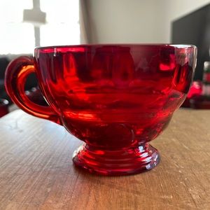 🌎Martinsville Moondrops Ruby Red Footed Cup Pre-Owned 3cups available